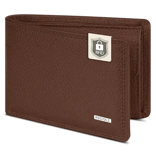 REDOLZ Mini-Geldbörse aus Leder | RFID-Schutz & 4 Kreditkartenfächer | Herren-Geldbeutel Querformat | Maße 10,5 x 2 x 7,5 cm