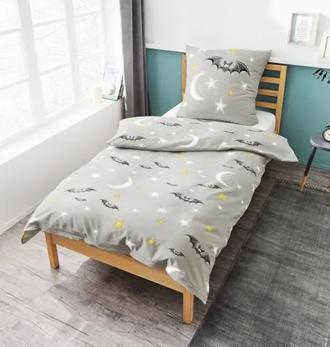 JACK Bierbaum Kinder Biber Bettwäsche 2 TLG. Dinosaurier & Einhorn - Bettwaren-Set für Kinder aus 100% Baumwolle, atmungsaktiv und hautfreundlich. Mit bunten Motiven für süße Träume und einfachem Reißverschluss, bei 60 Grad waschbar.