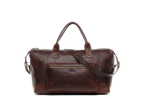 SID & VAIN BRIXTON Reisetasche aus echtem Leder – Großer Weekender in Braun