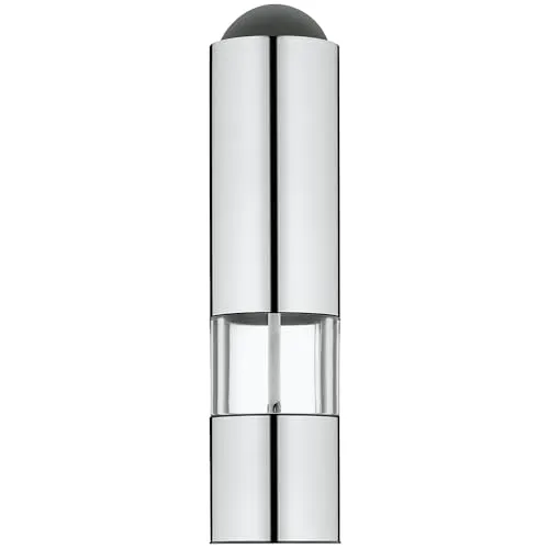 WMF Elektrische Mühle 21 cm, Salz und Pfeffermühle elektrisch unbefüllt, LED-Leuchte, Cromargan Edelstahl matt, Glas, Keramikmahlwerk