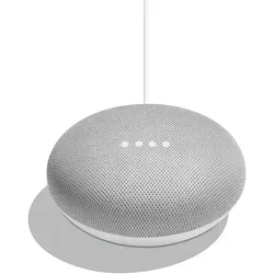 Google Home Mini, Google Assistant, Rund, Grau, Weiß, Stoff, Kunststoff, Silikon, Chromecast, Chromecast Audio, Android, Android 4.4, Android 5.0,... - Grau/Weiß