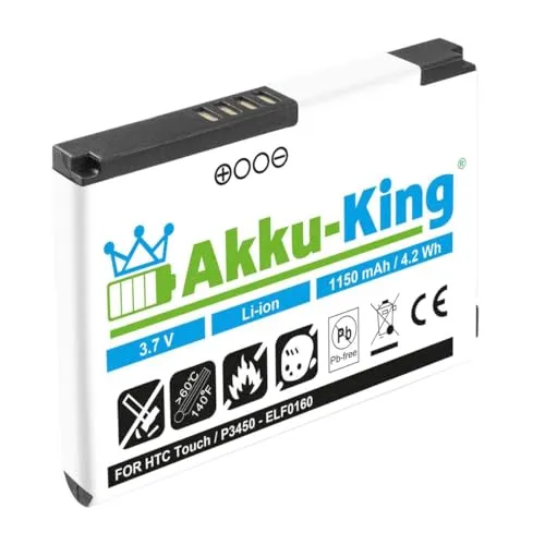 Akku-King Akku kompatibel mit HTC BA S230, ELF0160-1150 mAh - für Touch, MDA Touch, O2 Xda nova, Dopod S1, P3450, Touch Elf 100, Vodafone VPA Touch - Li-Ion