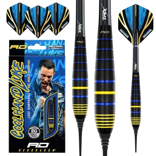 RED DRAGON Luke Humphries Weltmeister 20G Messing Softdart-Set mit Flights und Schäften (Stems)