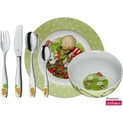 WMF Kinderset Pitzelpatz 6 tlg. - Rührschüsseln und Kinderbesteck-Set mit bezaubernden Pitzelpatz-Motiven, ergonomisch gestaltet für Kinder ab 3 Jahren, fördert selbstständiges Essen und macht das Lernen zum Vergnügen.