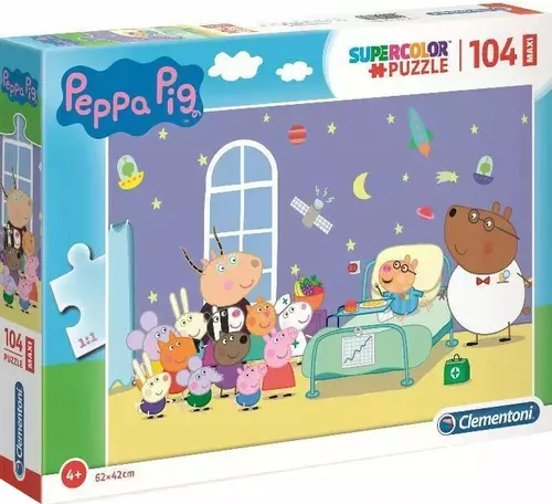 Puzzle maxi 104 elementy. Super color. Świnka Peppa Clementoni 8005125237357