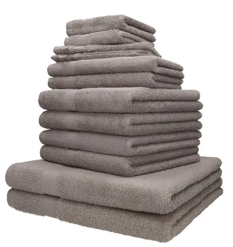 Betz 12er Handtuch-Set PALERMO - Hochwertige Baumwolle in Grau - Handtücher Set aus 100% Baumwolle, flauschig weich und saugstark. Pflegeleicht, waschbar bis 60°C, ideal für Bad, Sport und Urlaub.