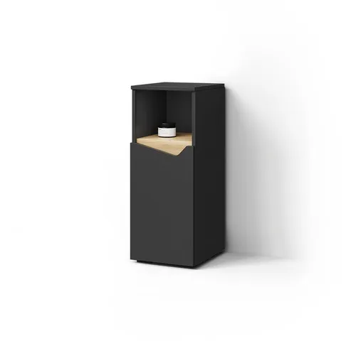 Livinity® Midischrank Timavo - Anthrazit, 30 x 74.5 cm mit Tür und offenem Fach - Midischrank in modernem Anthrazit, ideal für Badezimmer. Mit praktischem offenen Fach und Tür für zusätzlichen Stauraum.