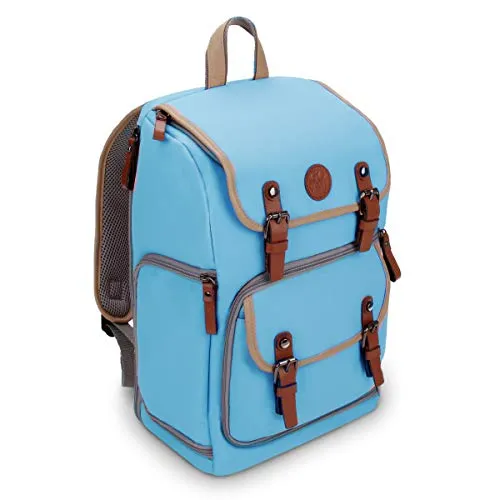GOgroove Kamera Rucksack für Spiegelreflexkameras: DSLR Backpack ideal für Reisen, ausreichend Platz für Kamera & Zubehör, sowie Laptop und Stativhalter & wetterfestem Regenschutz, Bleu