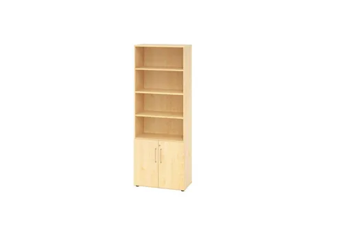 Hammerbacher Kombischrank Serie 9, abschließbar aus Holz - Büroschrank mit 6 Ordnerhöhen, abschließbar und aus strapazierfähigem Holz, ideal für sichere Aufbewahrung im Büro.