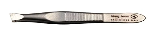 HK Manicure by Hans Kniebes - 8 cm schräge Pinzette - Präzisions-Augenbrauenpinzette - Made in Solingen - Edelstahl rostfrei