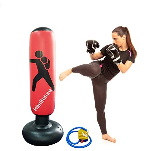Weinrot 160 cm Boxsack - Aufblasbarer Punchingsack für Fitness - Ideal für Innen- und Außenbereich, aus robustem PVC, mit stabiler Tumbler-Struktur für sicheres Training. Einfach aufzublasen und zu lagern, perfekt für Kinder ab 6 Jahren und Erwachsene.