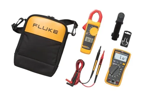 Fluke 117/323 Hand-Multimeter mit Stromzange - Multimeter für präzise Messungen bis 600V, ideal für Fehlersuche mit schützender Transporttasche C115.