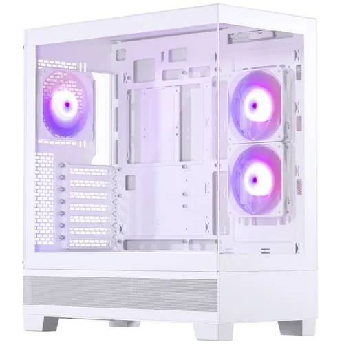 Phanteks XT View Matte White - Elegantes PC-Gehäuse - Midi-Tower für ATX Mainboards mit vorinstallierten Lüftern, ideal für optimale Kühlung und erweiterten Platz für Grafikkarten bis 415 mm.