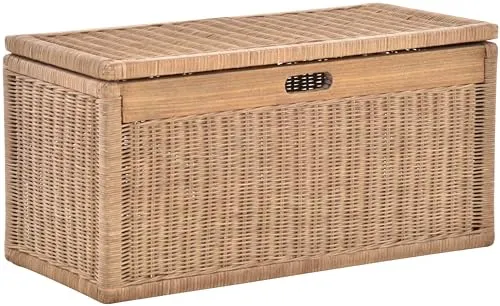 Krines Home Wäschetruhe aus Rattan mit Klappdeckel in braun von Korb-Outlet