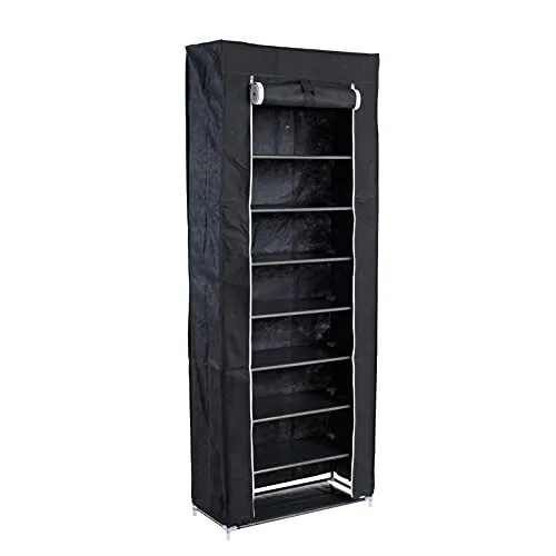 ESTEXO Schuhschrank Schuhregal Schuhständer Stoffschrank Faltschrank Faltregal Schuhablage Stoffablage Kleiderständer Schwarz