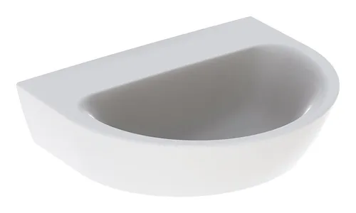 Geberit Renova Waschtisch ohne Hahnloch - 550 mm x 450 mm - Weiß - Eleganter Waschtisch ohne Hahnloch und Überlauf, ideal für moderne Badezimmergestaltung.