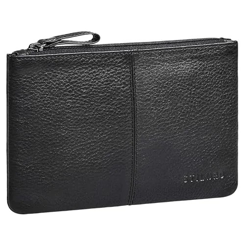 STILORD 'Adil' Banktasche Leder Herren & Damen Geldtasche Echtleder klein Reisedokumententasche Vintage Clutch Etui Geldbörse Reiseorganizer Tasche für Bargeld & Karten, Farbe:schwarz