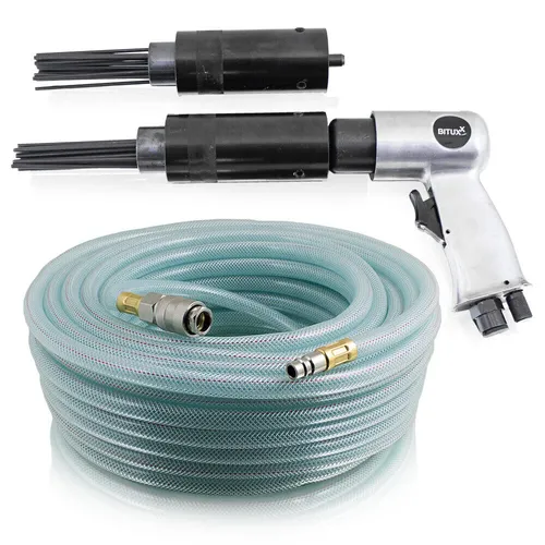 Druckluft Nadelentroster Rostentferner mit 10m Schlauch - Druckluft-Nadelgerät für effektive Rostentfernung, inkl. 2 Nadelköpfen, ideal für Werkstätten und Hobbyprojekte.