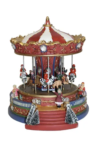 Winterliches Nostalgisches Karussell mit Licht, Bewegung und Musik