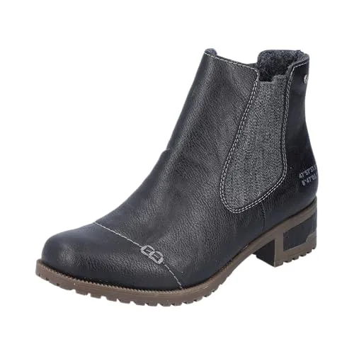 Rieker Damen Stiefeletten 70354 - Wanderschuhe mit Blockabsatz und mittlerer Weite, ideal für Komfort bei langen Spaziergängen.