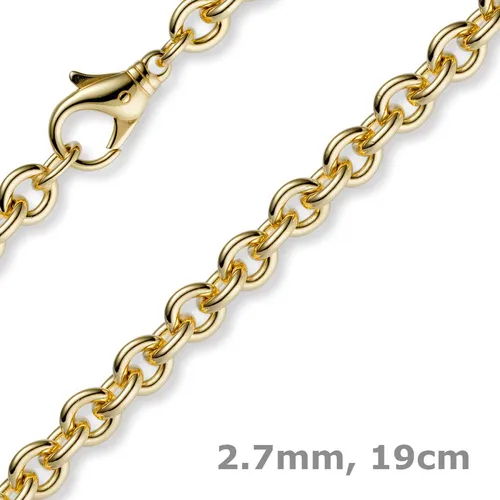 2,7mm Armband Armkette Rundankerkette 585 Gold Gelbgold, 19cm Unisex - Elegantes 585er Goldarmband in Gelbgold für Damen und Herren. Mit seinem zeitlosen Design ist es perfekt für jeden Anlass und verleiht Ihrem Outfit einen Hauch von Luxus.