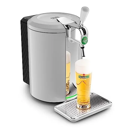 Krups Beertender Bierzapfanlage, 5 l Fässer, Marke Heineken, Kontrollleuchte, perfekte Temperatur und Schaum, frisches Bier, einfache Installation, kompakt VB452E10