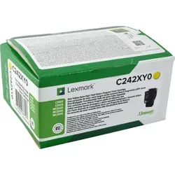 Lexmark Toner C242XY0 yellow - Originaltoner für Lexmark Drucker, hohe Seitenkapazität von 3.500 A4-Seiten und ideale Farbresultate