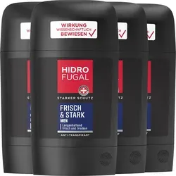 HIDROFUGAL Deo-Stick MEN FRISCH & STARK Starker Anti-Transpirant Schutz 4x 50 ml