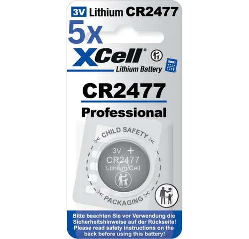 XCell 5x XCell Lithium-Knopfzelle CR2477 1er-Blister 3V/950mAh Knopfzelle