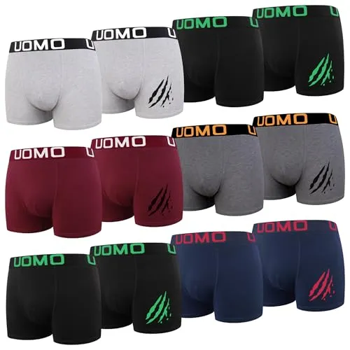L&K 12er Pack Boxershorts Men Herren Retroshorts - Herren-Boxershorts aus 95% Baumwolle für optimalen Tragekomfort, mit softem Bund und ohne störende Etiketten – ideal für den täglichen Gebrauch.