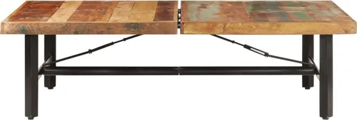 vidaXL Couchtisch aus Altholz 142x90 cm - Einzigartiger Couchtisch aus massivem Altholz mit stabilen Eisenbeinen, ideal für ein klassisches Wohnzimmer. Jedes Stück ist ein Unikat mit verschiedenen Holzarten und Farben.