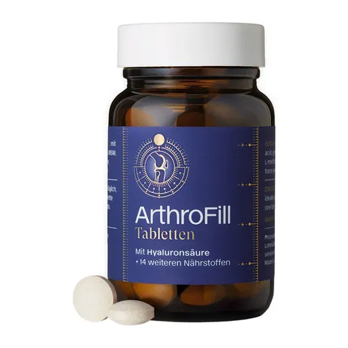 Arthro Fill Tabletten - Hyaluron Nährstoff-Komplex für Gelenke - Hyaluronsäure und 15 Vitalstoffe zur Unterstützung aktiver Bewegungsfunktionen, ideal für Sportler mit Gelenkschmerzen - 100% dopingfrei und Made in Germany.
