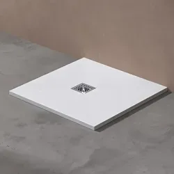 doporro Duschwanne 80x80x3cm aus Mineralguss - Quadratische Duschwanne aus Mineralguss, ideal für bodenebene Montage, inkl. Ablaufgarnitur und mit rutschhemmenden Eigenschaften für mehr Sicherheit.