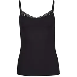 SKINY Damen Unterhemd Spaghettishirt - Baumwoll-Stretch mit Spitze, Schwarz XL - Unterhemden mit verstellbaren Spaghetti-Trägern und Spitzeneinsatz für höchsten Tragekomfort. Ideal für jeden Tag dank bequemer Baumwoll-Qualität und Körpernahem Schnitt.