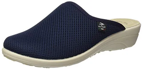 Flyflot Damen 855284 Pantoffeln, Blau (Blau 10) - Bequeme Hausschuhe für Damen mit hochwertigem Leder-Innenmaterial, ideal für höchsten Tragekomfort und Entspannung zu Hause.