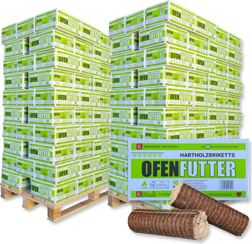Nestro Briketts Hartholzbriketts aus Buche & Eiche im Karton | 200 x 10 kg Holzbrikett auf Palette | Energie Kienbacher® 2000 kg