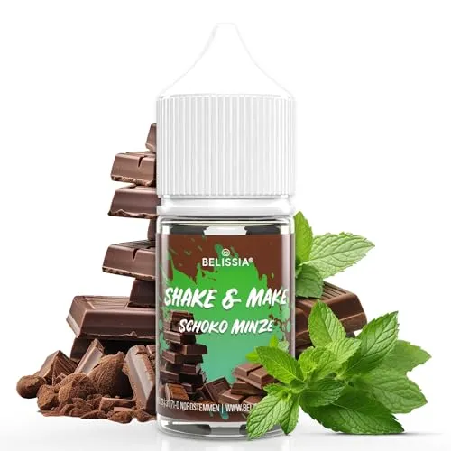 Belissia Shake and Make Schoko-Minze - 30ml hochdosiertes Lebensmittelaroma - zum Nachfüllen - Für Backen, Speisen, Getränke, Shakes, DIY & Raumduft - Vegan & ohne Zusatzstoffe