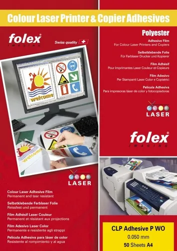 Folex CLP A4 weiß Kopierfolien selbstklebend - Selbstklebende, robuste Kopierfolie in A4, ideal für Aufkleber und Beschilderungen. Wasser- und reißfest mit hervorragender Tonerhaftung für druckfrische Ergebnisse.