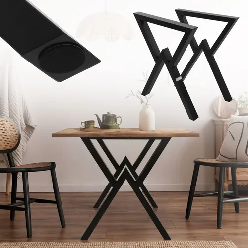 ML-Design Tischbeine 60xH72cm - X-Form aus pulverbeschichtetem Stahl - Möbelfüße im angesagten Industrial-Design, ideal für Esstische oder Schreibtische. Die stabilen X-Gestelle bieten 100% Standfestigkeit und sind perfekt für DIY-Projekte geeignet.