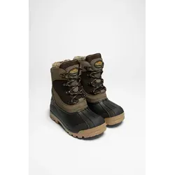 Meindl Sölden Junior Kinder Winterstiefel (Dunkelbraun), 28 EU - Wanderschuhe für Kinder, mit hochwertigem Velourleder und herausnehmbarem Innenschuh aus Webpelz für warme, trockene Füße selbst bei Kälte.