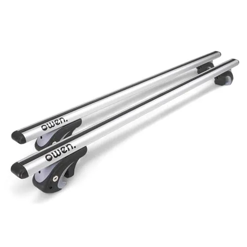Owen 5.0 Dachträger Universal 120 cm Silber | Aluminium Relingträger für offene Reling | TÜV geprüft | Abschließbar | Tragfähigkeit bis 90 kg | Aerodynamisch & einfach montierbar
