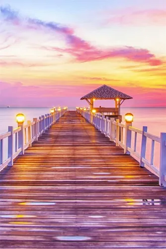 Ikonka Malen nach Zahlen Diamant Malerei Laufsteg am See 30x40cm