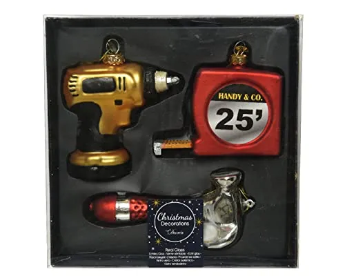 Kaemingk Christbaumschmuck Glas Heimwerker Werkzeug & Geräte Set 3-teilig 8cm Weihnachtskugeln rot Gold