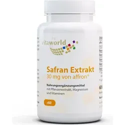 Vita World Safran Extrakt | 60 Kapseln | 100 % natürlicher Safran aus Spanien | mit Magnesium und B-Vitaminen | vegan | gluten- und laktosefrei