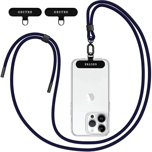 Gectre Handykette Universal, Geeignet für alle Smartphones, mit 2 Stück Universelles Patch, Handyband passend für alle Standard Handyhülle (Navy Blau)