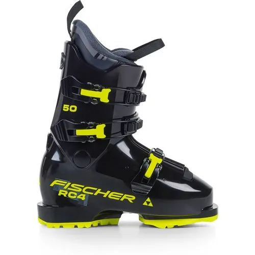 FISCHER Kinder Ski-Schuhe RC4 50 JR GW BLACK/BLACK - Sportartikel für junge Skifahrer, mit einfachem Ein- und Ausstieg für mehr Spaß auf der Piste und einem komfortablen Innenschuh für optimale Leistung.