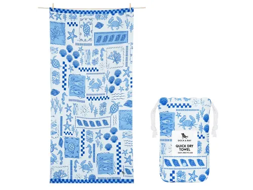 Dock & Bay Strandtuch Grecian Shores L 160x90cm - Strandtuch in Größe L mit maritimem Design, aus 100% recyceltem Material, schnelltrocknend und leicht – ideal für Strand und Pool.
