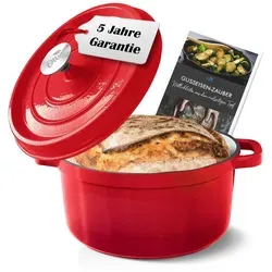 Ottia Gusseisen Topf 28 cm – Ideal für große Portionen mit eRezeptbuch - Pfannen – Robuster 28 cm Gusseisen Topf mit 3-fach Emaille, inklusive eRezeptbuch für sofortige Inspiration und vielseitige Nutzung in der Küche. Perfekt für saftige Gerichte und alle Herdarten.