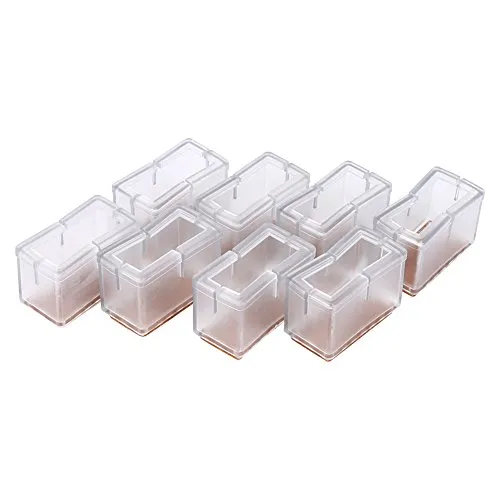 Stück Stuhlbeinkappen Rechteckig Stuhlbeinschoner, Stuhlkappen, Schutzkappen für Stuhlbeine Mit Filz, Still, Chair Leg Floor Protectors, 44 x 24 x 28mm, Transparent 8