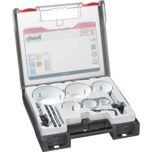 Kwb 598250 Lochsägen-Set 11-teilig - Zubehör für Elektrowerkzeug, extrem widerstandsfähige HSS-CO-Bi-Metall Lochsägen mit progressiver Vario-Zahnung für schnellen Spanauswurf und hohe Standzeit.